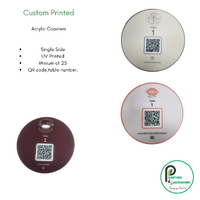 Custom QR Code Table Coasters  /100mm round