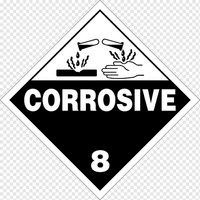 Corrosive 8 Labels - 50mm - 500 per roll - GLOSS PAPER - GLOSS LAMINATE 