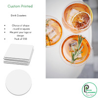 Custom Printing on Drink Coasters/ Pack of 250